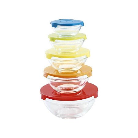 Kit com 5 Potes de Vidro Dolce Home Colorido