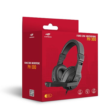 Headset C3Tech PH-300 Usb com Fio Preto