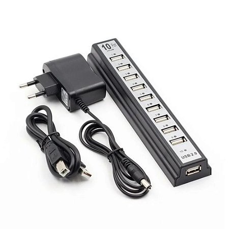 Adaptador Hub Knup HB-T69 10 Portas USB 2.0 com Fonte