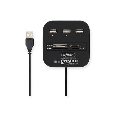 Adaptador Hub e Leitor de Cartão Usb Knup HB-T58