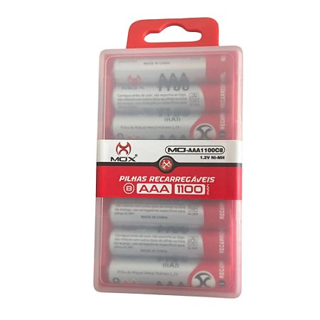 Pilha Recarregável AAA MO-AAA1100C8 Mox com 8