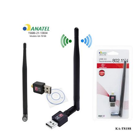 Adaptador Wireless Kapbom KA-T8188 com Antena