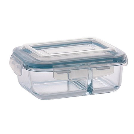 Pote Vidro Hermético Quality House com Divisória 640ML