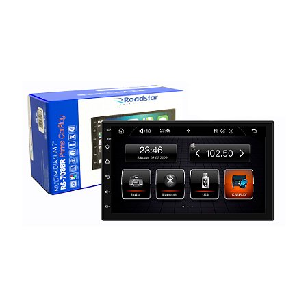 Central Multimídia Roadstar RS-708BR 2 DIN com Apple e Android CarPlay