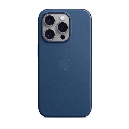 Capa Magsafe Iphone 15 Pro Couro Azul Acero