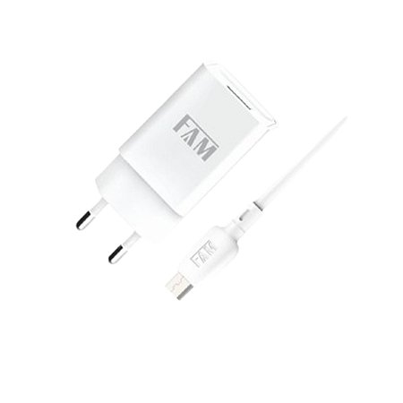 Carregador e Cabo Micro Usb FAM FKT-1508 Branco