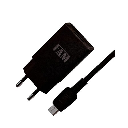 Carregador e Cabo Micro Usb FAM FKT-1508 Preto