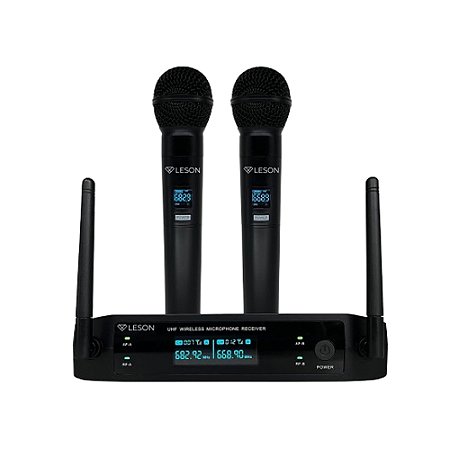 Microfone Sem Fio Leson LS962 Digital UHF Duplo