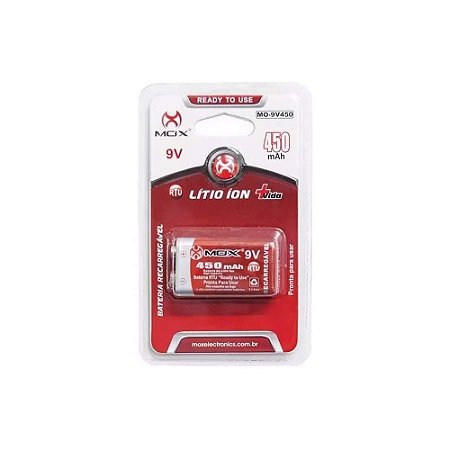 Bateria Recarregável Mox MO-9V450 9V 450mAh