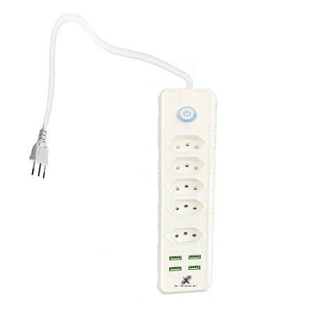 Filtro Linha X-cell XC-FL-01 5 Tomadas /4 USB  2 Metros