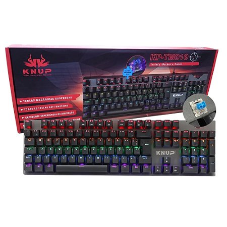 Teclado Gamer Mecânico Knup KP-TM010 Preto RGB com Fio