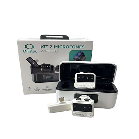 Microfone sem Fio Lapela Duplo Onistek ON-MC829 Lightning Branco