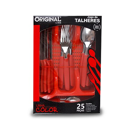 Faqueiro Original SL0194D 25 Peças Vermelho