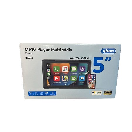 Central Multimídia Knup KP-RA931 Carplay e Android para Motos