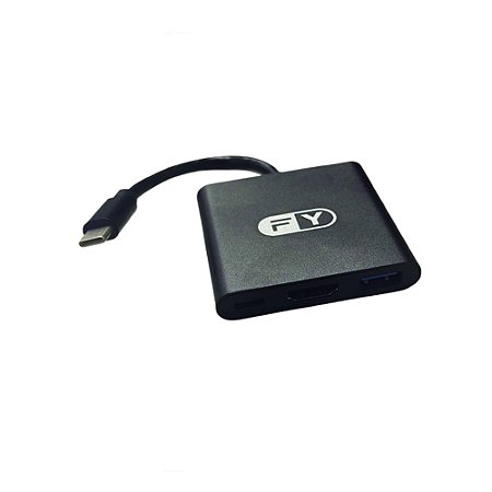 Adaptador Tipo-C X USB3.0/HDTV/Tipo-C FY FY-590 Preto