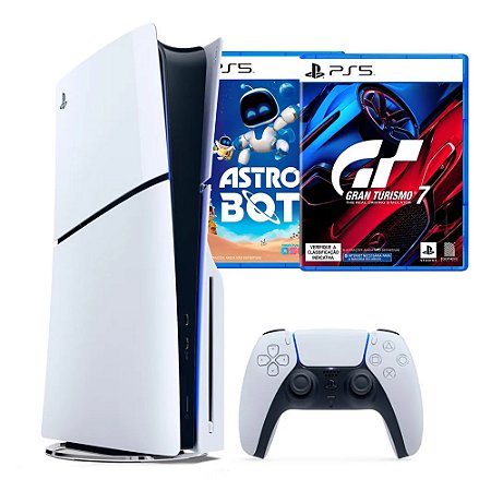 Vídeo Game Playstation 5 Slim Sony CFI-2014 Mídia Física Astro Bot + Gran Tursismo 7 1TB