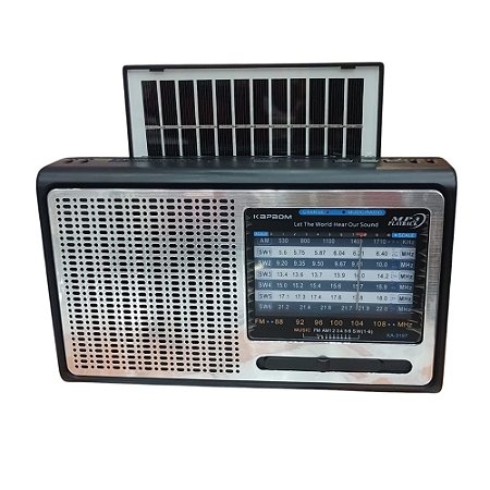 Rádio Portátil Kapbom KA-8818 Cinza Carregamento Solar
