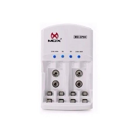 Carregador Universal Pilhas Mox MO-CP50 AA/AAA/9V