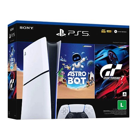 Vídeo Game Playstation 5 Slim Sony CFI-2014 Mídia Digital Astro Bot + GT7 825GB
