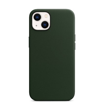 Capa Magsafe Iphone 14 Normal Couro Verde Musgo