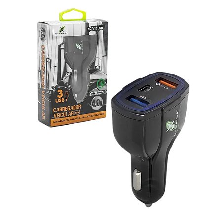 Carregador Veicular X-Cell XC-V15USB Preto