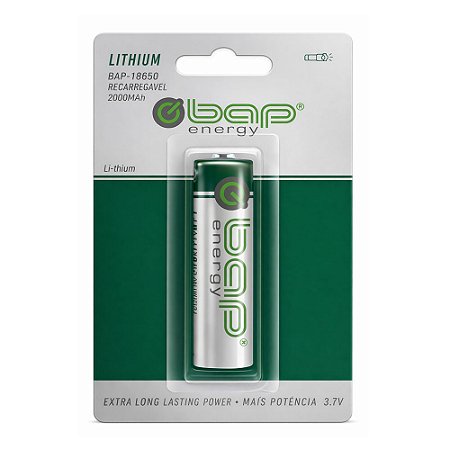 Bateria Recarregável Bap Energy BAP-18650 Lanterna Lítio