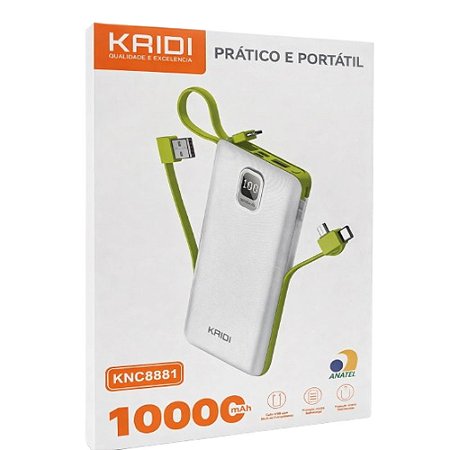 Carregador Portátil Kaidi KNC8881 10000 mAh Branco