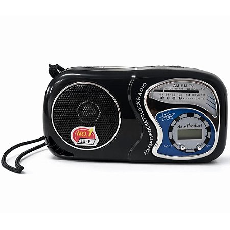 Rádio Portátil Kapbom K-2019 AM/FM/TV Preto