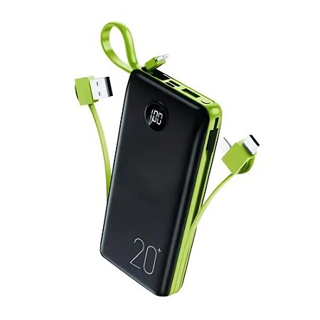 Carregador Portátil H'Maston YD-05 20000mAh Preto e Verde