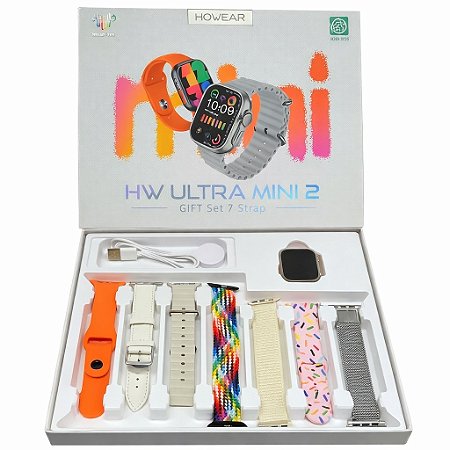 Smartwatch Wearfit Mini 2 Howear 7 Pulseiras Prata