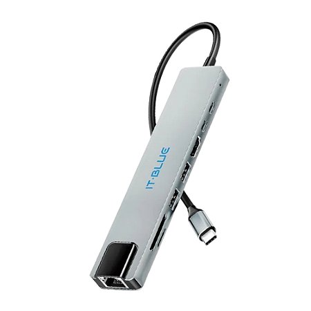 Adaptador Hub Tipo-C It-Blue LE-4147 8 em 1 USB 3.0