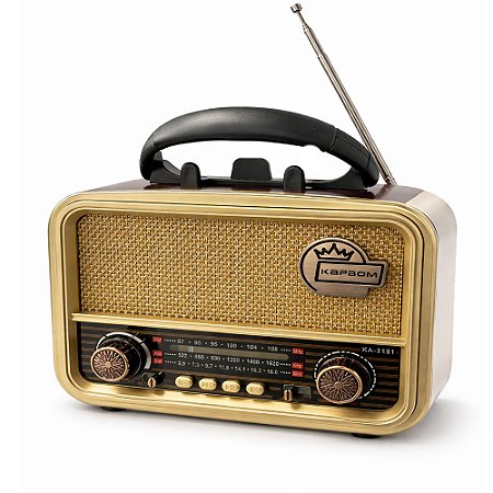 Rádio Portátil Kapbom KA-3181 FM/USB/AUX 5W Madeira