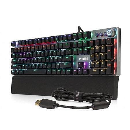 Teclado Gamer Philips SPK8624 Preto RGB com Fio