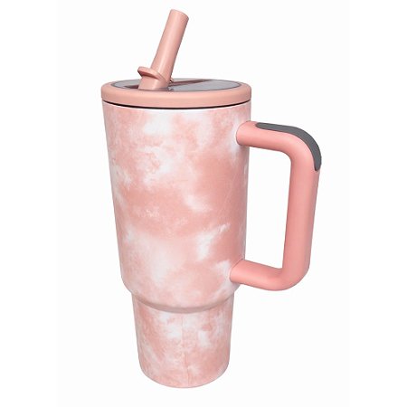 Caneca Térmica com Alça Tomate AK-1205 1,2Litros Rosa Marmorizado
