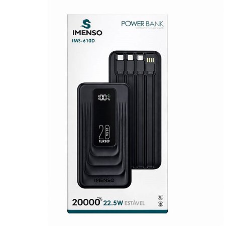 Carregador Portátil Imenso IMS-610D 20.000mAh Preto