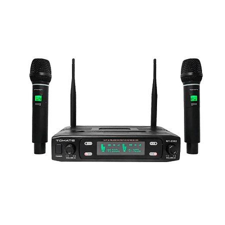 Microfone sem fio Tomate MT-2302 Duplo