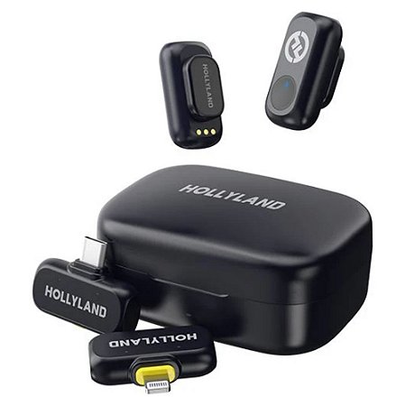Microfone sem Fio Lapela Duplo Hollyland Lark M2 Tipo-C x Lightning