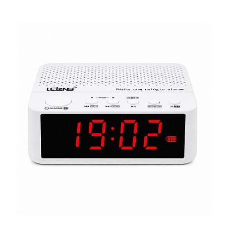 Rádio Relógio Caixa de Som Lelong LE-674 Branco