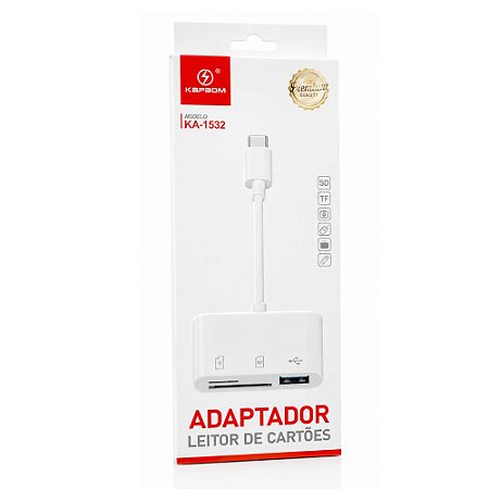 Adaptador Hub Conversor Tipo-C Kapbom KA-1532 com Leitor Micro Sd