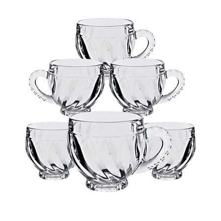 Jogo Xícaras Quality House Lines Cristal 190ML 6 Peças