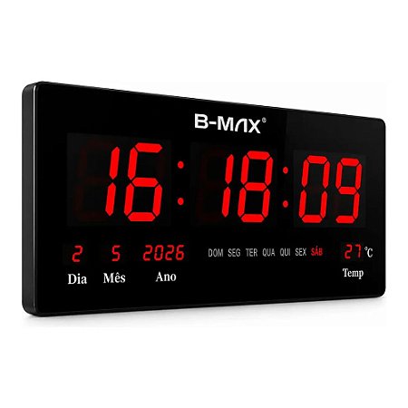 Relógio Parede Led B-Max BM-R803 46cm Preto