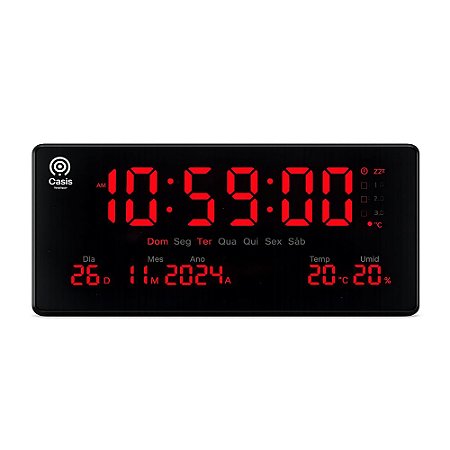 Relógio Parede Led Oásis OIH-6208 36cm Preto