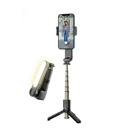 Estabilizador Gimbal Câmera L09 com Led Preto