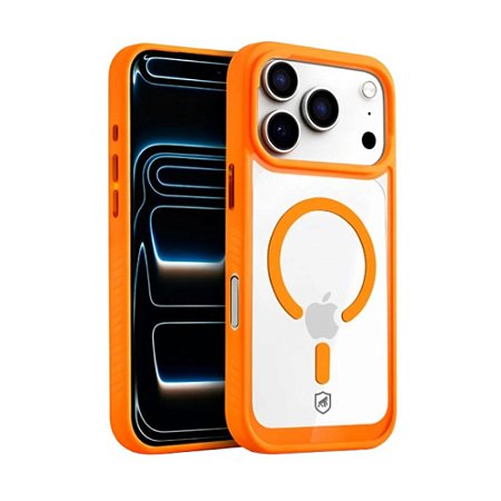 Capa Magsafe Transarente Iphone 17 Pro Gshield Wave GS-14258 Laranja