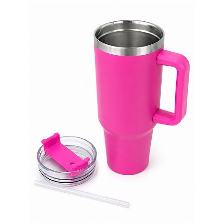 Caneca Térmica com Alça Flex FX-GF-06 1,2L Rosa com Tampa
