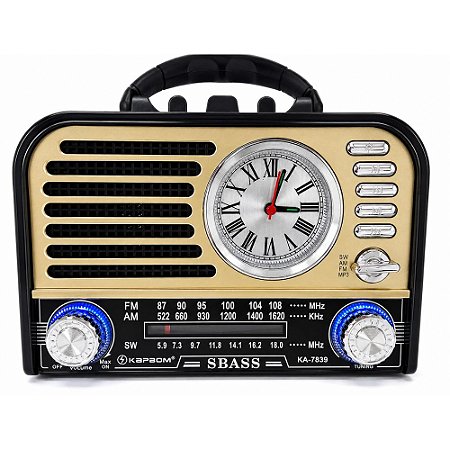 Rádio Portátil Kapbom KA-7839 FM/AM/SW/USB Marrom