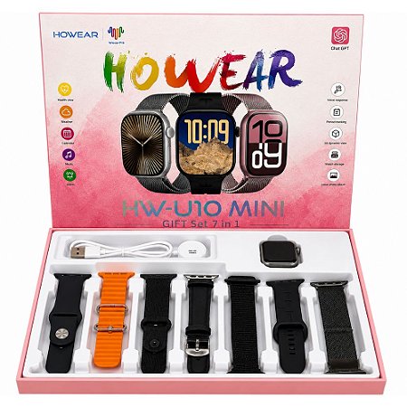 Smartwatch Howear HW-U10 Mini 7 Pulseiras Preto