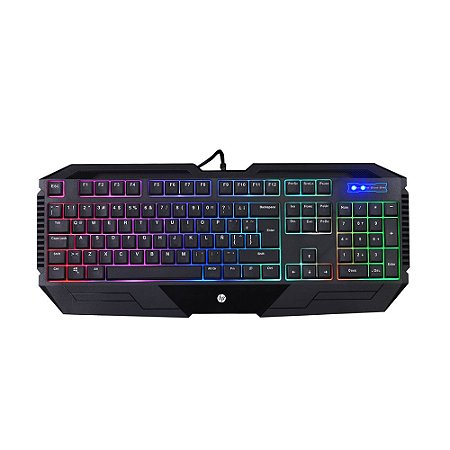Teclado Gamer HP K110 Preto RGB Com Fio