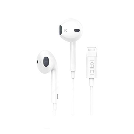 Fone de Ouvido Estéreo Kaidi KD-7010 Lightning Branco