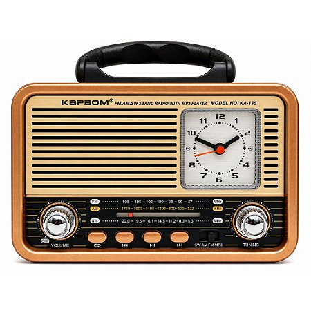 Rádio Portátil Kapbom KA-135B FM/USB/TF 5W Marrom